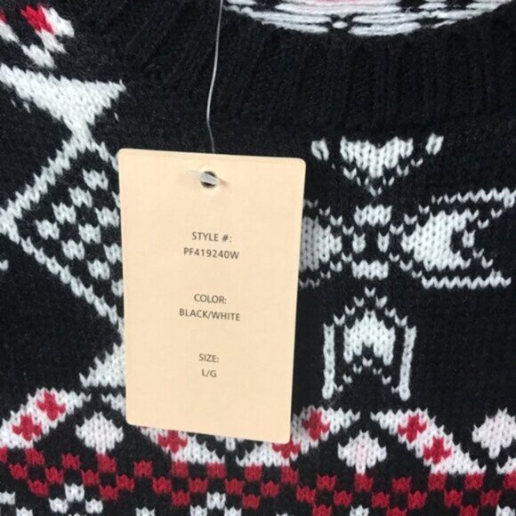 Pink Rose NEW Sweater Dress Tunic Pockets Print Knit Soft Nordic Style Large Red - Picture 9 of 15